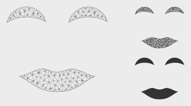 Lady Smile Vektör Örgü 2d Model ve Üçgen Mozaik Simgesi