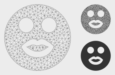 Lady Smiley Vektör Örgü 2d Model ve Üçgen Mozaik Simgesi