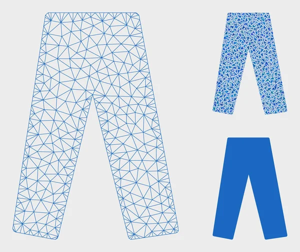 Jeans Vector Mesh Network Modelo e Triângulo Ícone Mosaico — Vetor de Stock