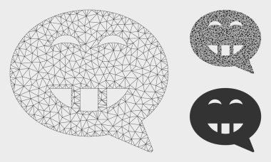 Laugth Smiley Mesaj Vektör Mesh 2d Model ve Üçgen Mozaik Simgesi