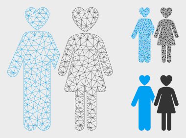 Aşıklar Vektör Örgü 2d Model ve Üçgen Mozaik Simgesi