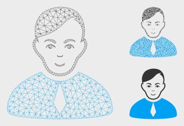 Loyer Vektör Örgü Ağ Modeli ve Üçgen Mozaik Simgesi