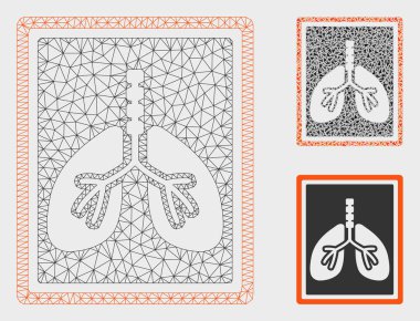 Akciğerler X-Ray Fotoğraf Vektör Örgü Karkas Modeli ve Üçgen Mozaik Simgesi