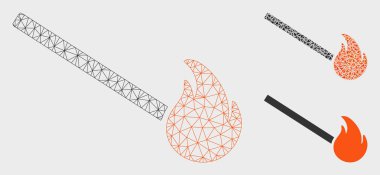 Maç Yangın Vektör Kafes Ağ Modeli ve Üçgen Mozaik Simgesi