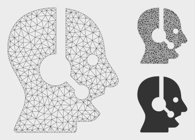 Operatör vektörü Mesh tel çerçeve modeli ve üçgen mozaik simgesi