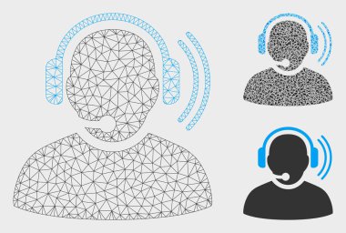 Operatör Sinyal Vektör Örgü 2d Model ve Üçgen Mozaik Simgesi