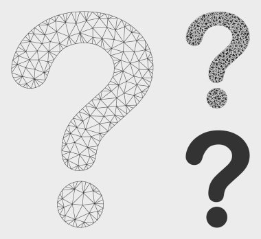 Soru Vektör Örgü Karkas Modeli ve Üçgen Mozaik Simgesi