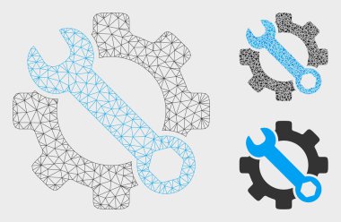 Servis araçları vektör Mesh tel çerçeve modeli ve üçgen mozaik simge