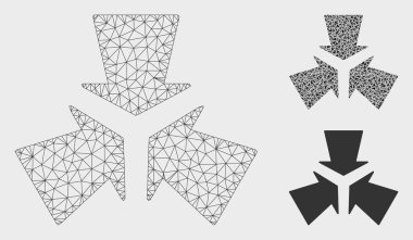 Shrink Oklar Vektör Örgü Tel Çerçeve Modeli ve Üçgen Mozaik Simgesi