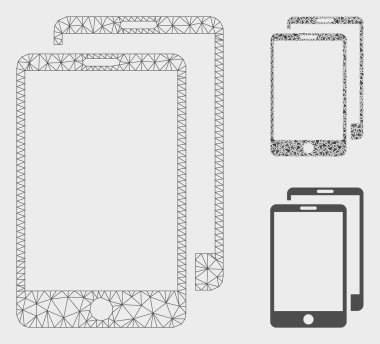 Akıllı Telefonlar Vektör Örgü 2d Model ve Üçgen Mozaik Simgesi