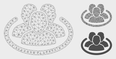 Sosyal Ağ Vektör Örgü Tel Çerçeve Modeli ve Üçgen Mozaik Simgesi