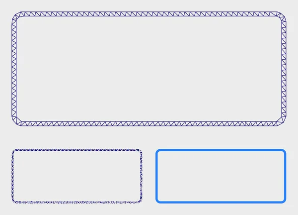 Lekerekített téglalap frame Vektorháló hálózati modell és a háromszög mozaik ikon — Stock Vector