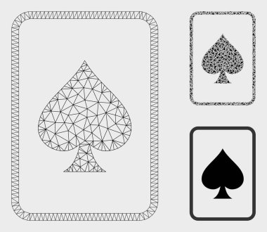 Maça Kumar Kartı Vektör Örgü 2d Model ve Üçgen Mozaik Simgesi