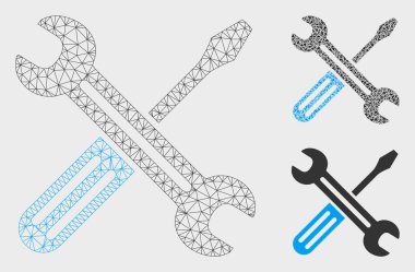 Spanner ve Tornavida Vektör Örgü 2d Model ve Üçgen Mozaik Simgesi