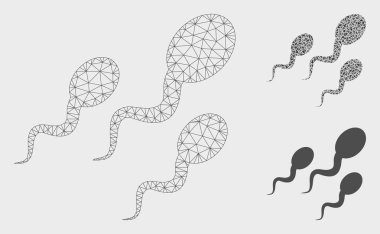 Sperm Vektör Örgü 2d Model ve Üçgen Mozaik Simgesi