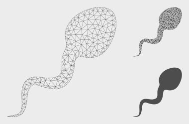 Spermatozoon Vektör Örgü Karkas Modeli ve Üçgen Mozaik Simgesi