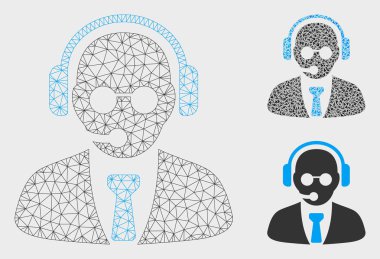 Destek Yöneticisi Vektör Örgü 2d Model ve Üçgen Mozaik Simgesi