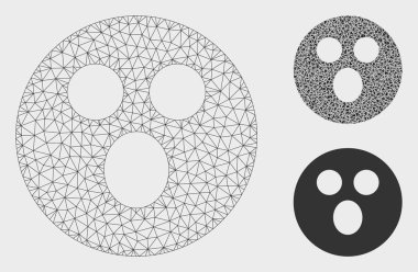 Surprized Smiley Vektör Örgü Tel Çerçeve Modeli ve Üçgen Mozaik Simgesi