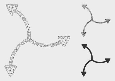 Girdap Oklar Vektör Örgü 2d Model ve Üçgen Mozaik Simgesi