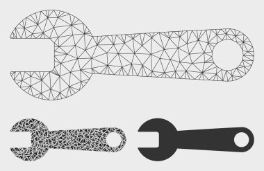 Anahtar vektör Mesh tel çerçeve modeli ve üçgen mozaik simge