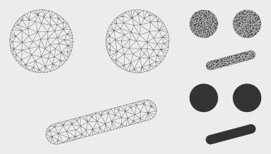 Kayıtsız Smile Vektör Örgü Ağ Modeli ve Üçgen Mozaik Simgesi