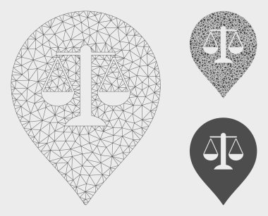 Adalet Ağırlık Marker Vektör Örgü 2d Model ve Üçgen Mozaik Simgesi