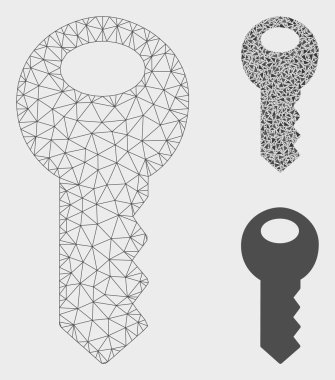 Anahtar Vektör Örgü 2d Model ve Üçgen Mozaik Simgesi