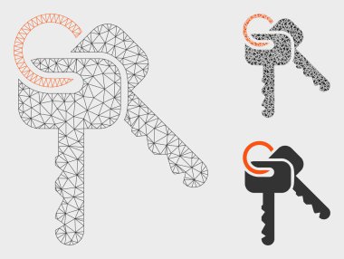 Tuşlar Vektör Örgü Karkas Modeli ve Üçgen Mozaik Simgesi