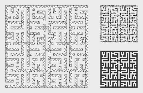 Labyrinth Vector Mesh Network Model and Triangle Mosaic Icon