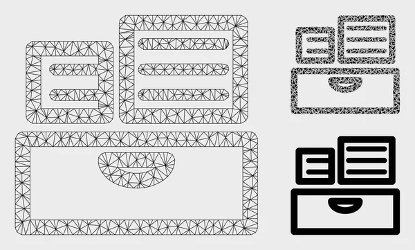 Bibliothek Katalog Vektor Mesh 2d Modell und Dreieck Mosaik-Symbol — Stockvektor