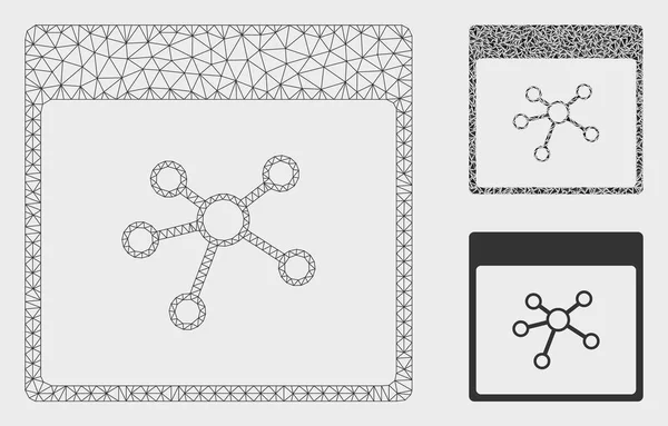 Links Kalenderseite Vektorgitterrahmen-Modell und Dreieck-Mosaik-Symbol — Stockvektor