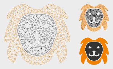 Aslan Başı Vektör Örgü Ağ Modeli ve Üçgen Mozaik Simgesi