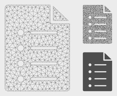 Liste Sayfa Vektör Örgü Karkas Modeli ve Üçgen Mozaik Simgesi