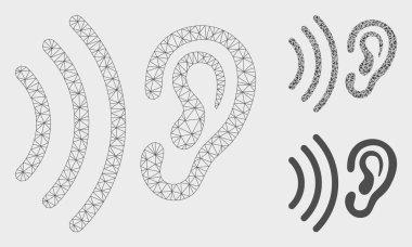 Dinle Vektör Örgü Karkas Modeli ve Üçgen Mozaik Simgesi