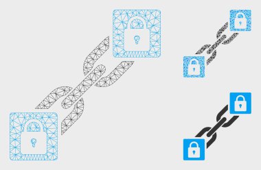 Kilit Blockchain Vektör Örgü Ağ Modeli ve Üçgen Mozaik Simgesi