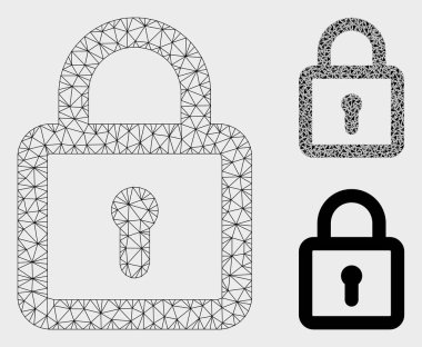 Kilit Vektör Kafes Ağ Modeli ve Üçgen Mozaik Simgesi