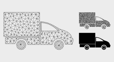 Kamyon Vektör Örgü Ağ Modeli ve Üçgen Mozaik Simgesi