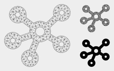 Hub Linkler Vektör Örgü 2d Model ve Üçgen Mozaik Simgesi