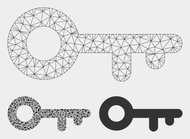 Anahtar Vektör Örgü Tel Çerçeve Modeli ve Üçgen Mozaik Simgesi