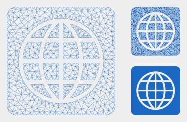 Internet Vektör Örgü Tel Çerçeve Modeli ve Üçgen Mozaik Simgesi