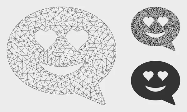 Love Smiley Message Vector Mesh Wire Frame Model and Triangle Mosaic Icon