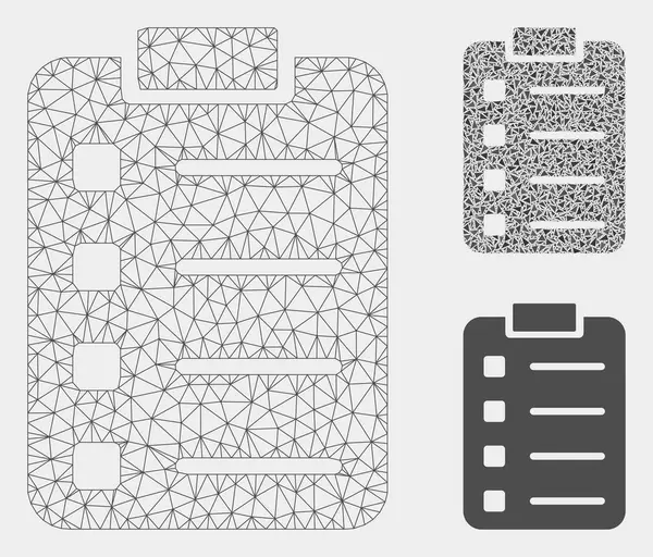 List Pad Vector Mesh Network Model and Triangle Mosaic Icon — Stock Vector