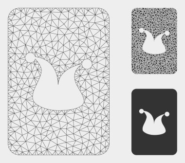 Joker Kumar Kartı Vektör Örgü Ağ Modeli ve Üçgen Mozaik Simgesi