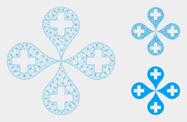 Hastane Harita İşaretleyicileri Vektör Örgü Karkas Modeli ve Üçgen Mozaik Simgesi