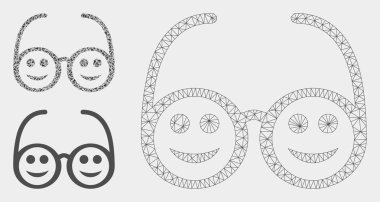 Mutlu Gözlük Vektör Örgü Tel Çerçeve Modeli ve Üçgen Mozaik Simgesi