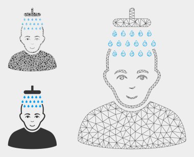 Baş Duş Vektör Örgü Ağ Modeli ve Üçgen Mozaik Simgesi