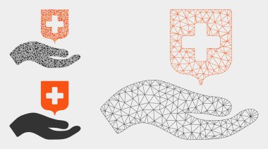 El Teklif Tıbbi Kalkan Vektör Örgü Ağ Modeli ve Üçgen Mozaik Simgesi