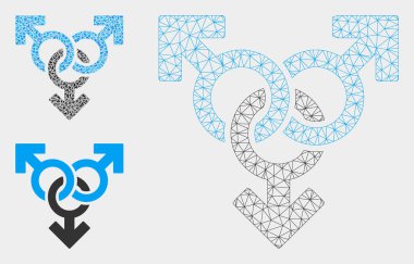 Grup Gay Sembol Vektör Örgü Karkas Modeli ve Üçgen Mozaik Simgesi