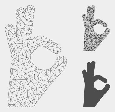 Ok Hareketi Vektör Örgü Karkas Modeli ve Üçgen Mozaik Simgesi