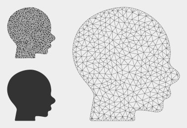 Baş Vektör Örgü Karkas Modeli ve Üçgen Mozaik Simgesi